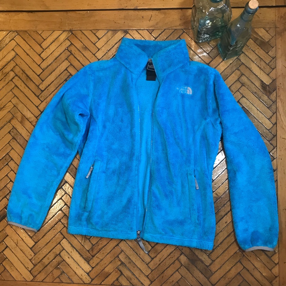 North Face blue furry jacket